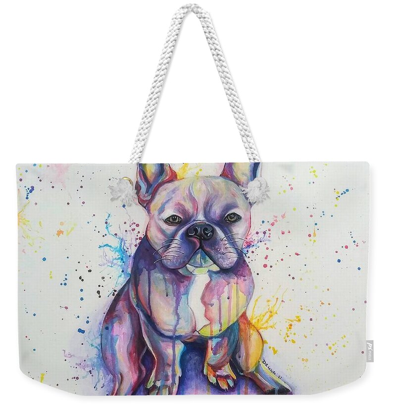 French Bull Dog Weekender Tote Bag featuring the painting Wally by Danielle White