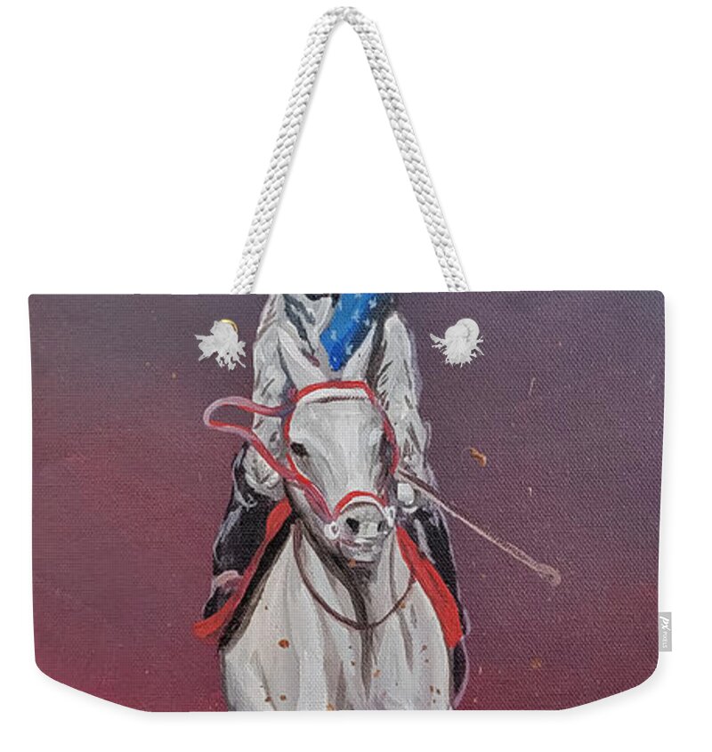 War Weekender Tote Bag featuring the painting War Horse by Emanuel Alvarez Valencia