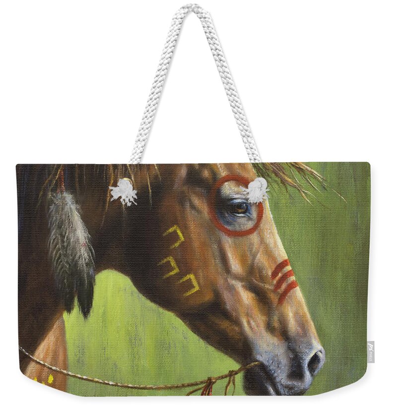 Horse Weekender Tote Bag featuring the painting War Pony by Kim Lockman