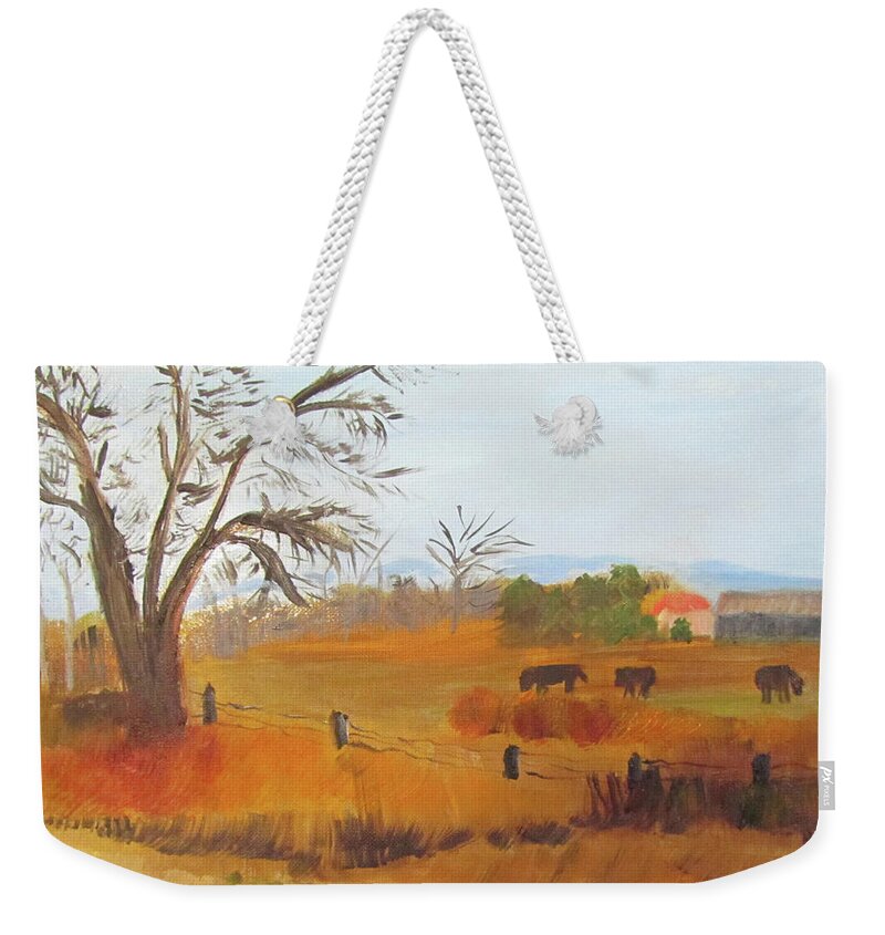 Idaho Weekender Tote Bag featuring the painting Warm Winter's Day by Linda Feinberg