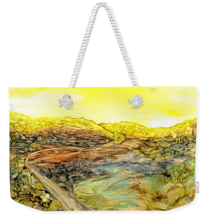 Bright Weekender Tote Bag featuring the painting Washout by Angela Marinari