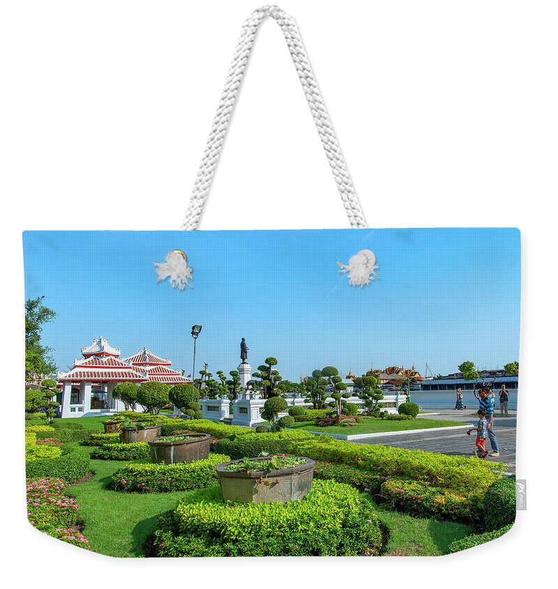 Scenic Weekender Tote Bag featuring the photograph Wat Arun Gardens and Wat Phra Kaew DTHB2124 by Gerry Gantt