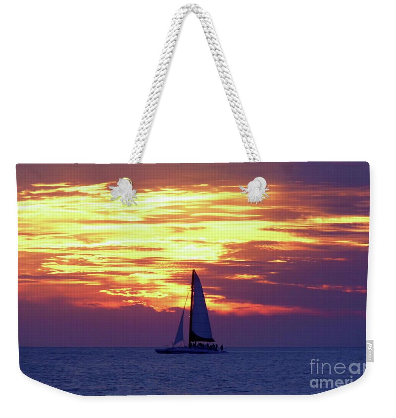 Boat Weekender Tote Bag featuring the photograph Watching Fire In The Sky by D Hackett