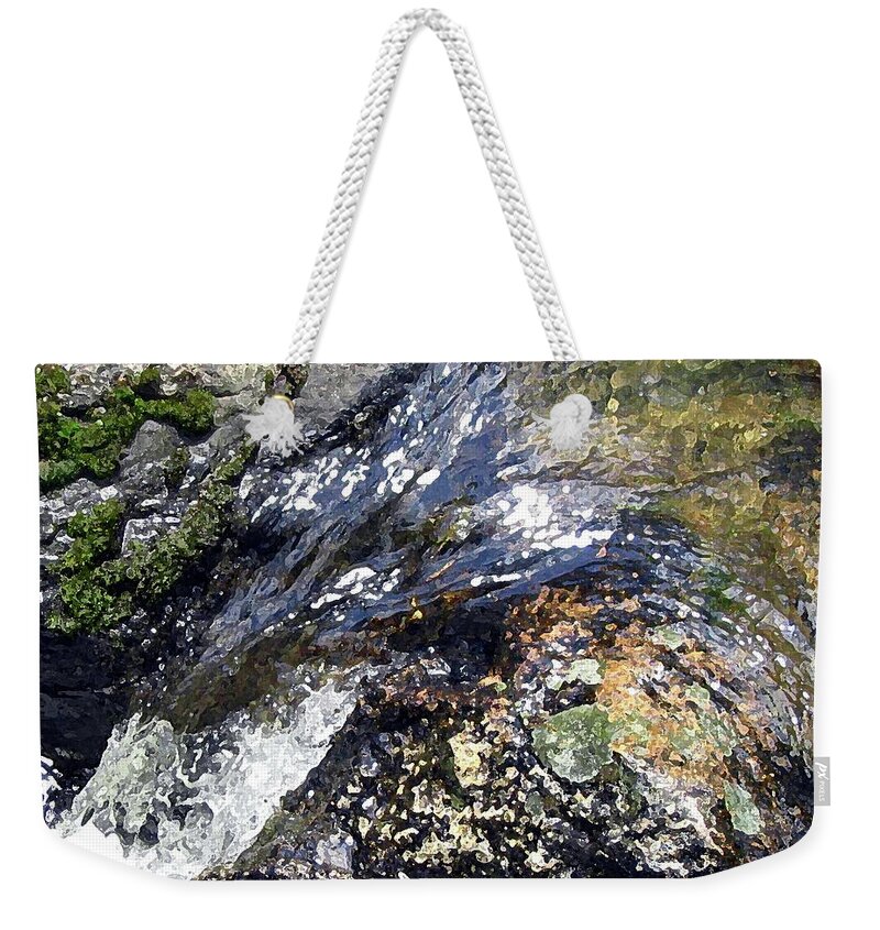 Water Weekender Tote Bag featuring the photograph Water and Rock North Fork by Laura Davis