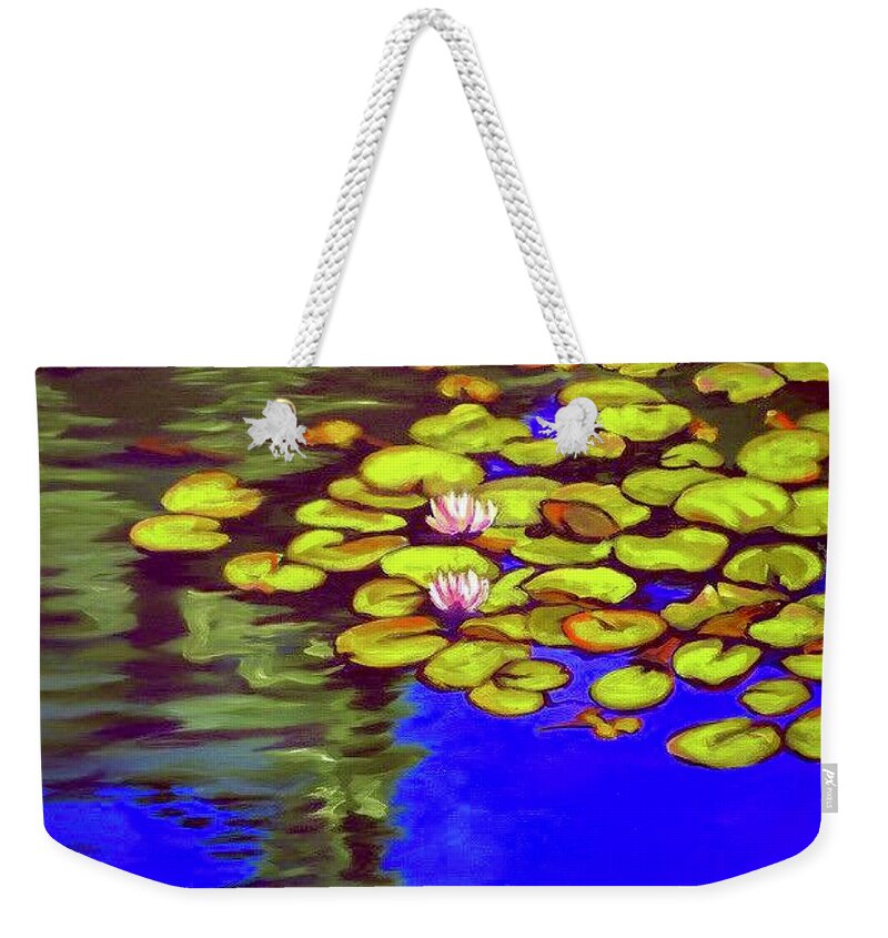  Weekender Tote Bag featuring the painting Water Lilies by Clayton Singleton