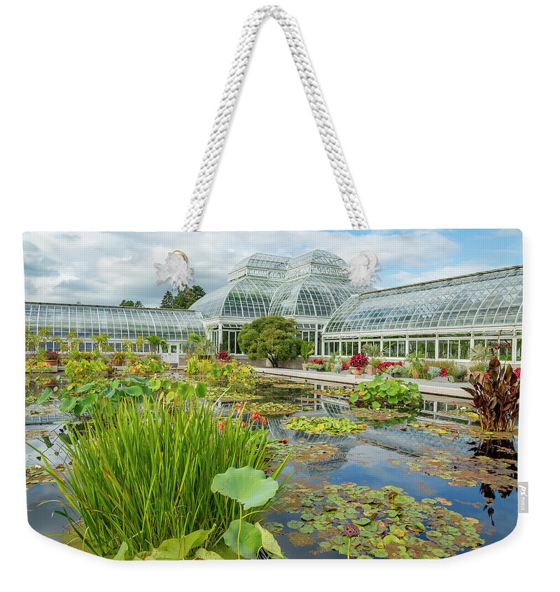 Lily Weekender Tote Bag featuring the photograph Water Lily and Lotus Pond by Cate Franklyn