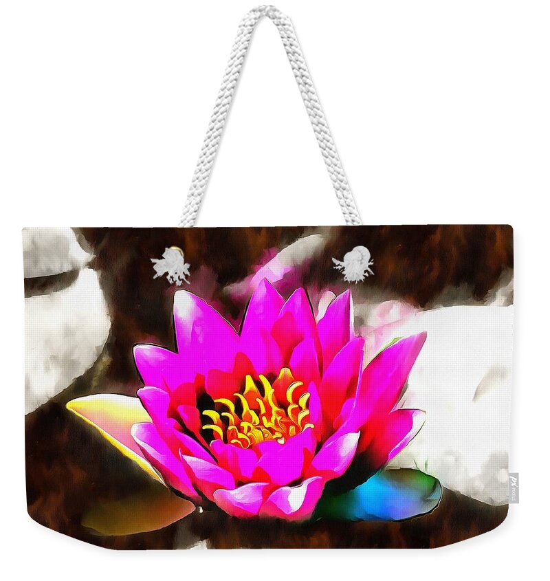 Water Lily Weekender Tote Bag featuring the mixed media Water Lily by Christopher Reed