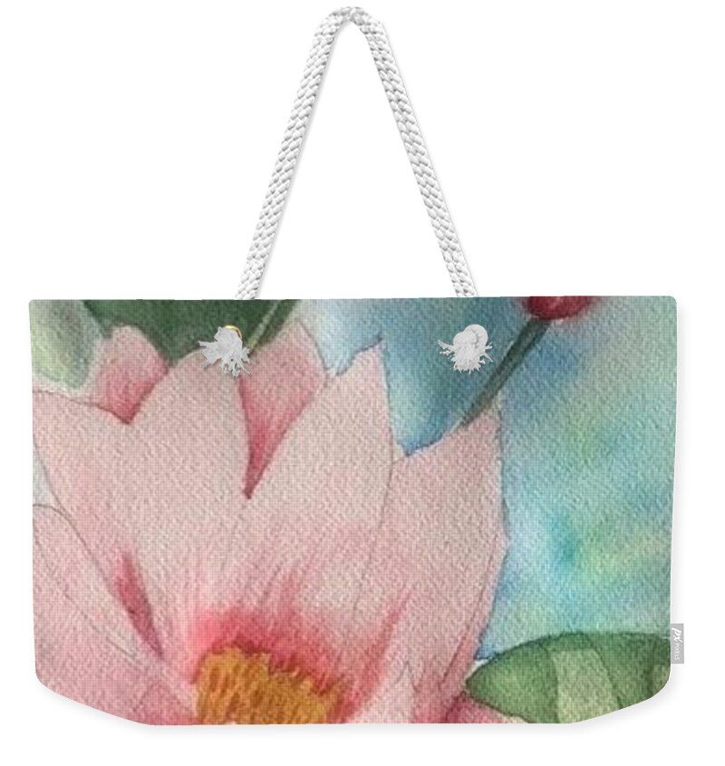 Water Lily Water Lillies Weekender Tote Bag featuring the painting Water Lily by Nina Jatania