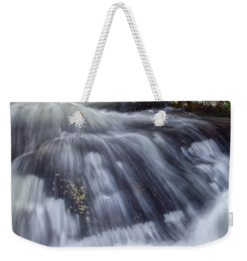 Upper Lynn Camp Falls Weekender Tote Bag featuring the photograph Water Rips Rock by Phil Perkins