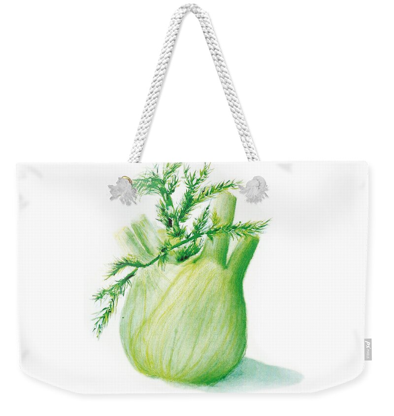 Aquarelle Weekender Tote Bag featuring the painting Watercolor Fennel Aquarelle Fenouil by Joelle Philibert
