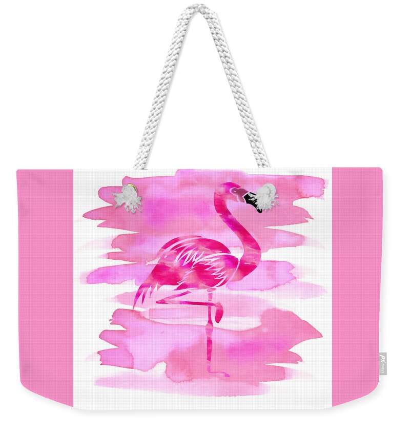 Flamingo Weekender Tote Bag featuring the painting Watercolor Flamingo by Kandy Hurley