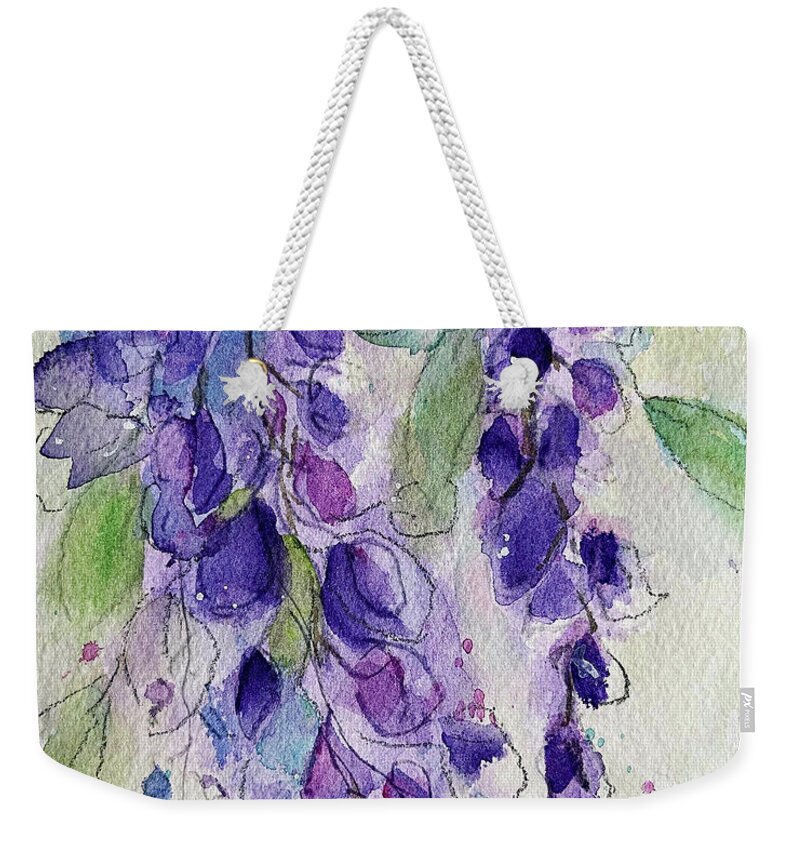 Original Weekender Tote Bag featuring the painting Watercolor Wisteria by Roxy Rich