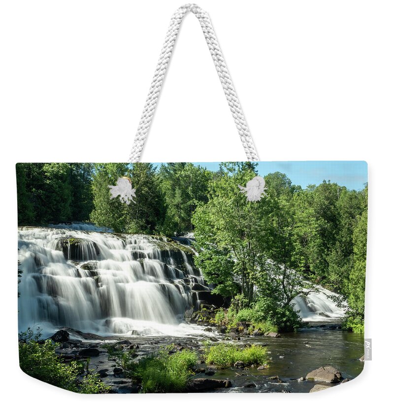 Bond Falls Weekender Tote Bag featuring the photograph Waterfall at Bond Falls by Sandra J's