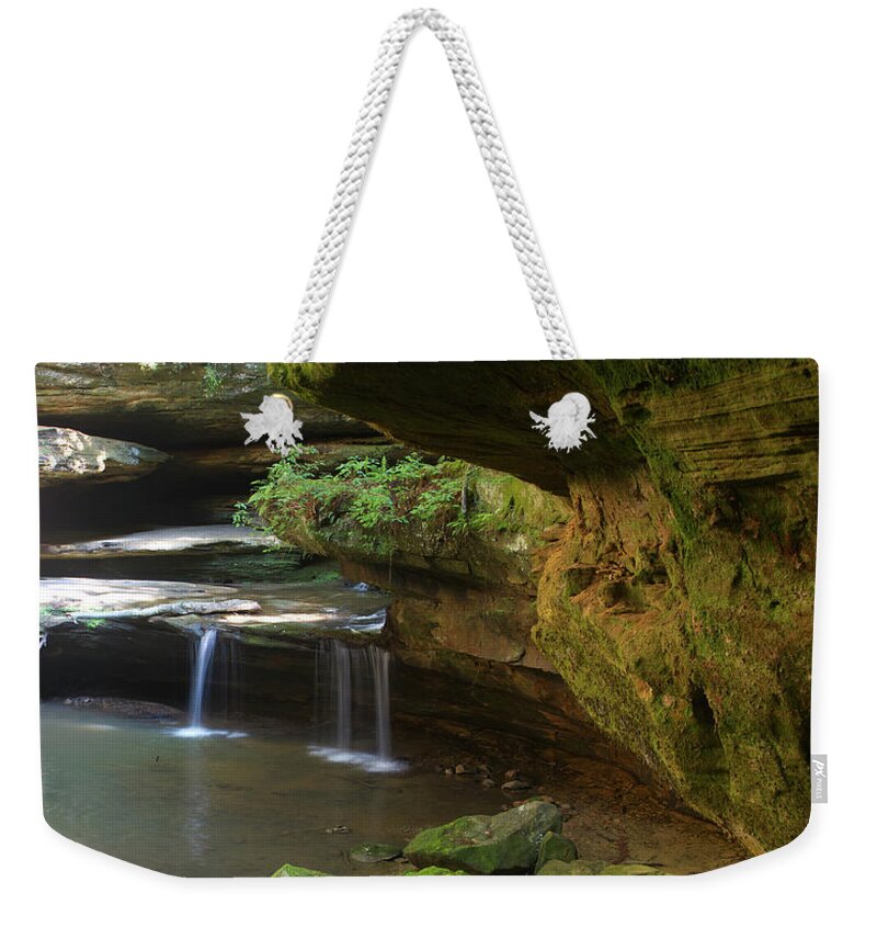 Waterfall Weekender Tote Bag featuring the photograph Waterfall at Old Man's Cave by Flinn Hackett