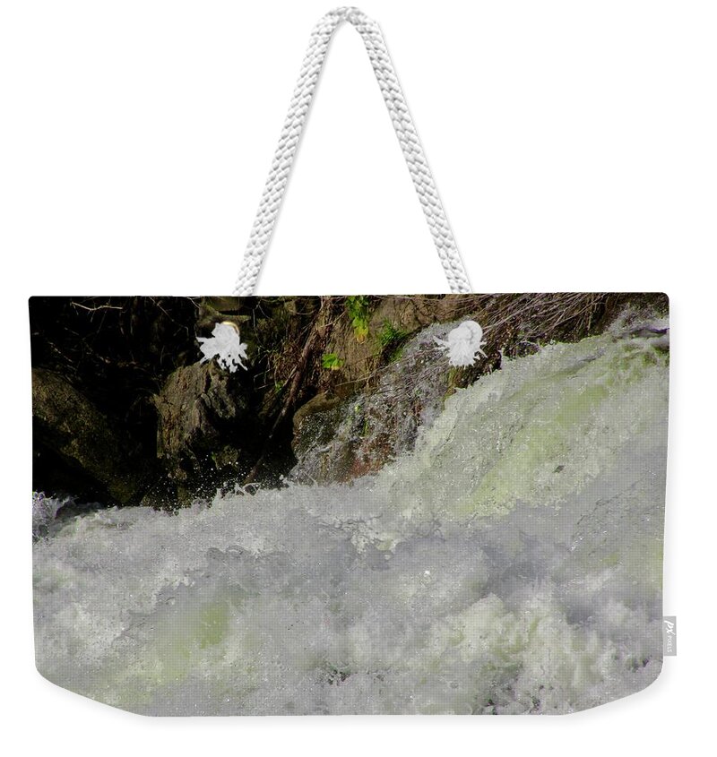 Water Weekender Tote Bag featuring the photograph Waterfall Closeup by Stephanie Moore