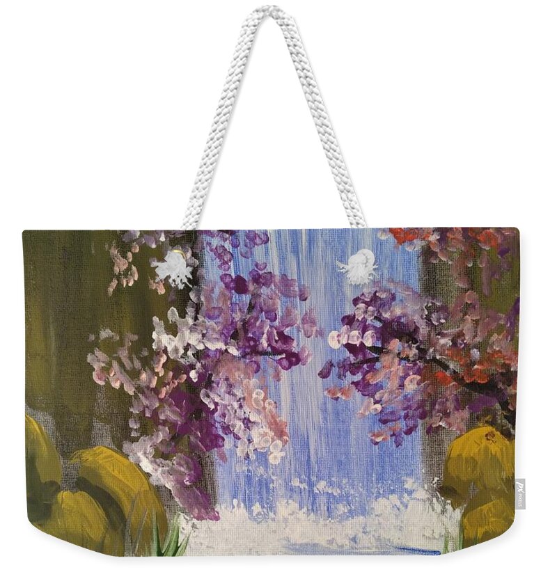 Waterfall Weekender Tote Bag featuring the painting Waterfall by Saundra Johnson