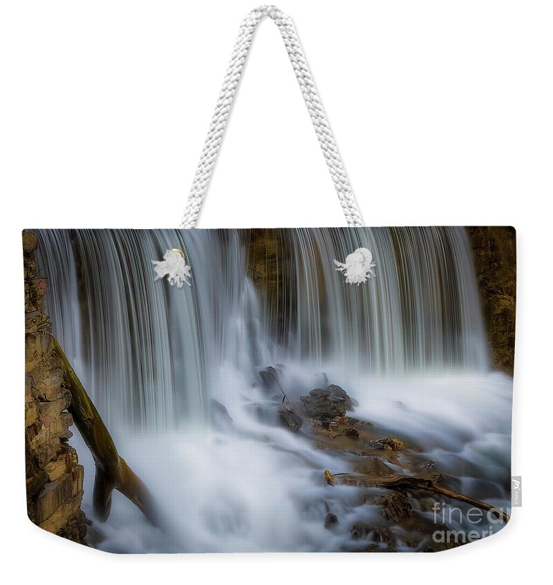 Amis Mill Weekender Tote Bag featuring the photograph Waterfalls at Amis Mill by Shelia Hunt
