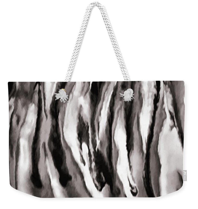Waves Of Color Abstract Weekender Tote Bag featuring the mixed media Waves Of Color Abstract Black And White by Sandi OReilly