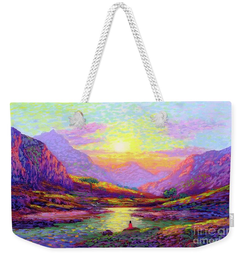 Meditation Weekender Tote Bag featuring the painting Waves of Illumination by Jane Small