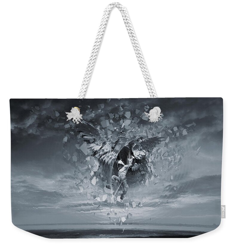Surreal Weekender Tote Bag featuring the digital art Way Down We Go BW concept by George Grie