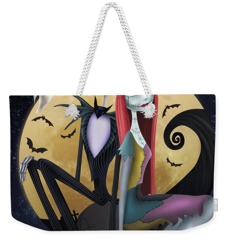 Nightmare Before Christmas Weekender Tote Bag featuring the drawing We belong together... by Alessandro Della Pietra
