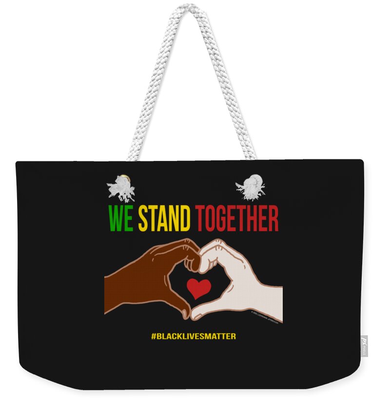 We Stand Together Weekender Tote Bag featuring the digital art We Stand Together Heart Hands by Laura Ostrowski