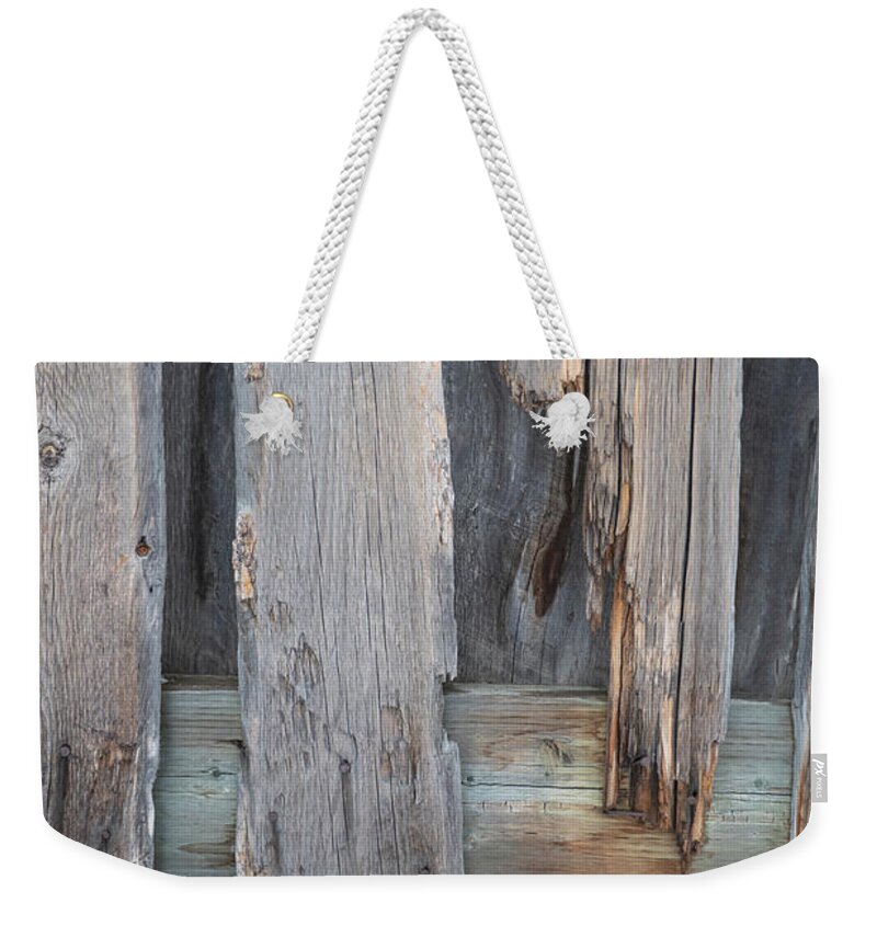 Old Weekender Tote Bag featuring the photograph Weathered Boards by Karen Rispin