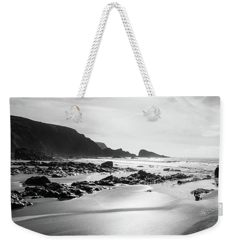 Coast Weekender Tote Bag featuring the photograph Welcombe Mouth beach North Devon South West Coast Path by Sonny Ryse