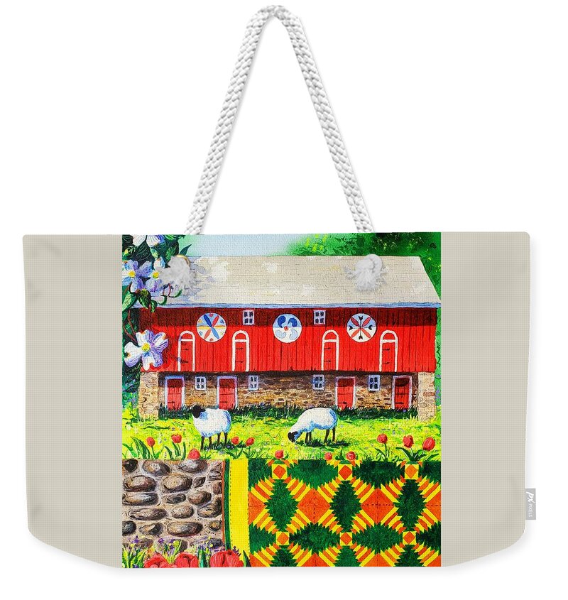Barn Weekender Tote Bag featuring the painting Welcome by Diane Phalen