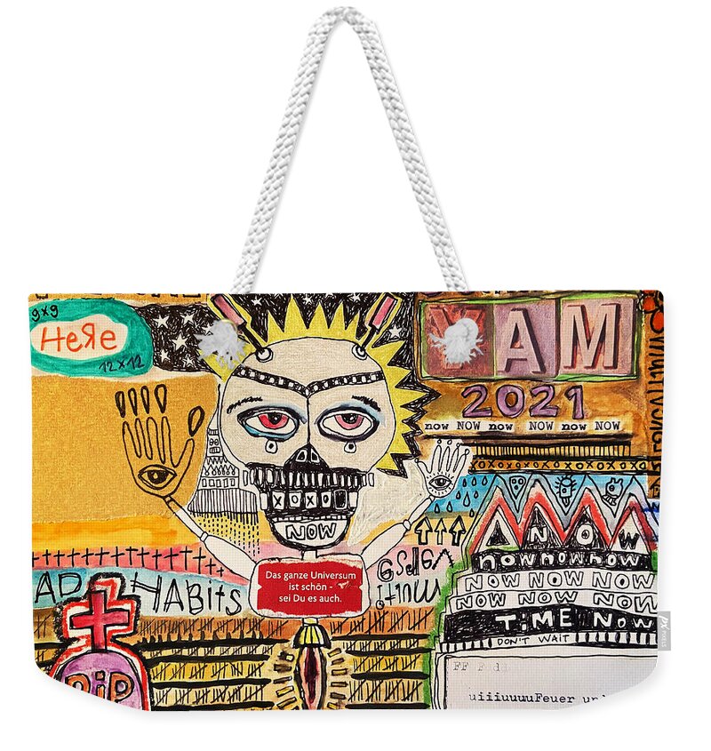 Original Drawing Weekender Tote Bag featuring the mixed media Welcome by Tanja Leuenberger