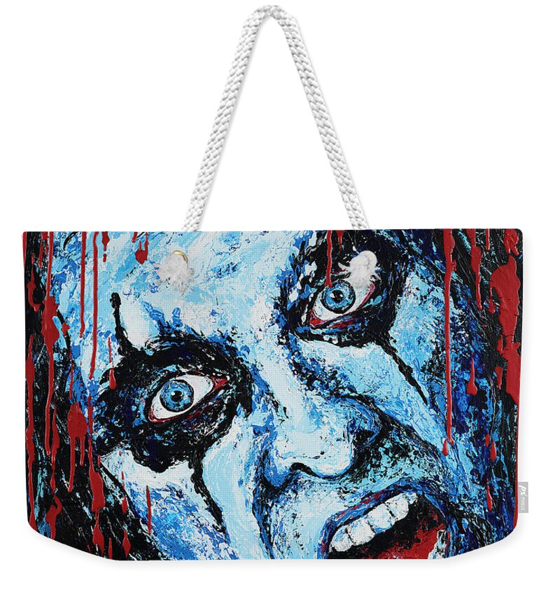 Alice Cooper Weekender Tote Bag featuring the painting Welcome to my nightmare by Steve Follman
