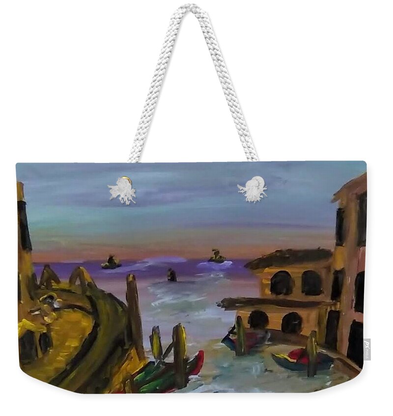 Venice Weekender Tote Bag featuring the painting Welcome to Venice by Andrew Blitman