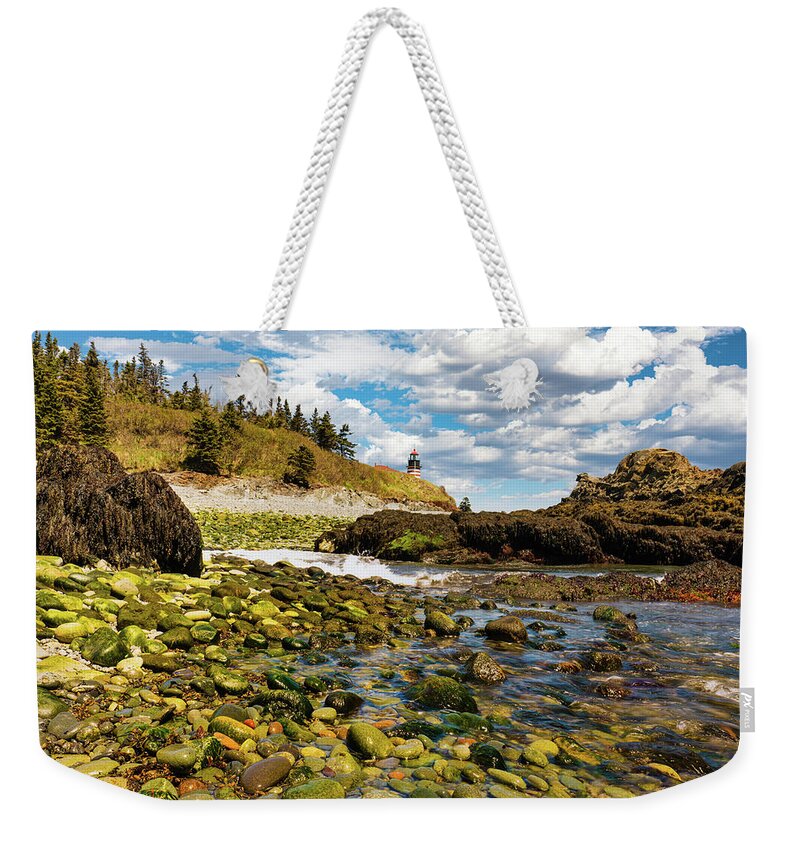 West Quoddy Head Weekender Tote Bag featuring the photograph West Quoddy Head Seascape by Ron Long Ltd Photography