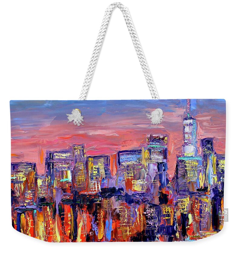 City Skyline Weekender Tote Bag featuring the painting West Side by Teresa Moerer