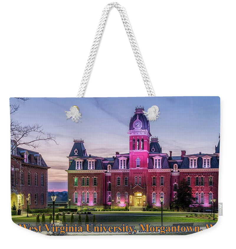 Building Exterior Weekender Tote Bag featuring the photograph West Virginia University graduation gift by Steven Heap