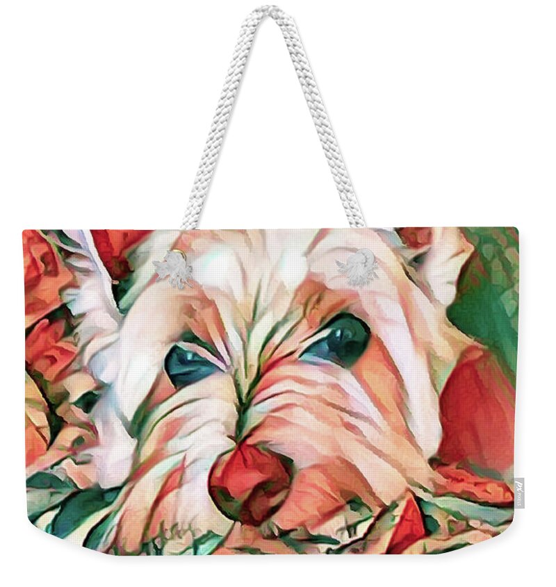 Colorful Dog Portrait Weekender Tote Bag featuring the photograph Westie by Bellesouth Studio