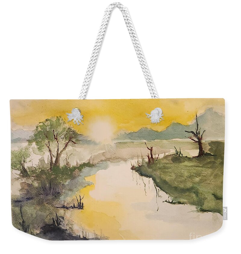 Swamp Weekender Tote Bag featuring the painting Wetlands by Rachel Bochnia