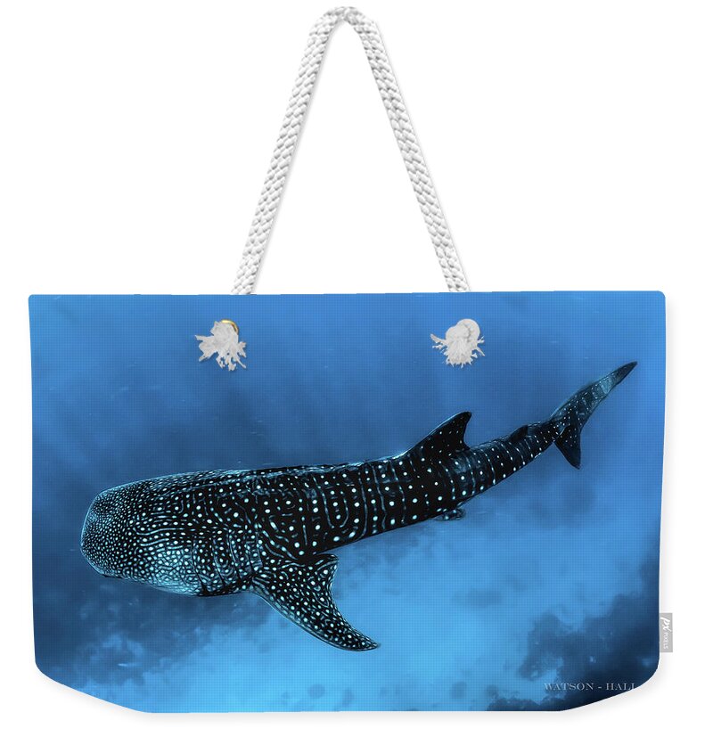 Sharks Weekender Tote Bag featuring the digital art Whale Shark by Marlene Watson and Art Crew NZ