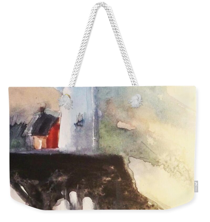 Outdoors Ocean Light Travel Weekender Tote Bag featuring the painting Whaleback Lighthouse by Ed Heaton