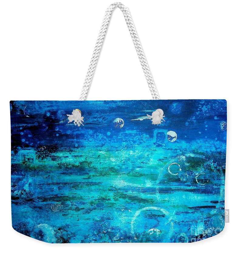 Abstract Weekender Tote Bag featuring the painting What I see by Valerie Shaffer