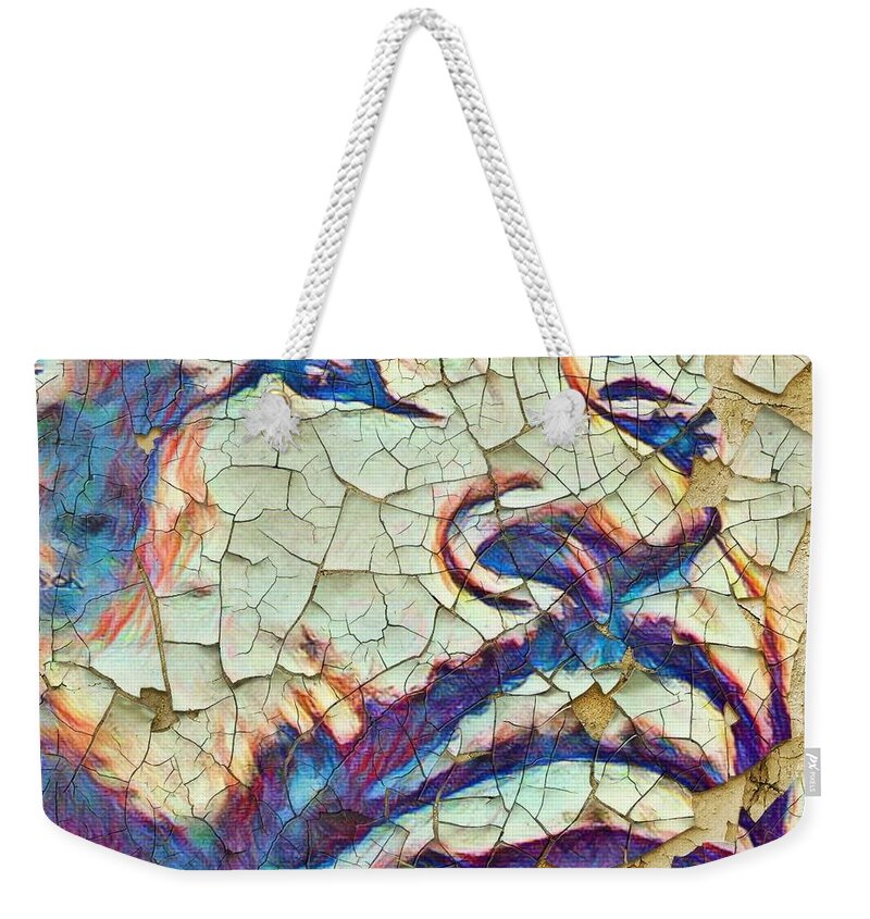  Weekender Tote Bag featuring the mixed media What's going on by Angie ONeal
