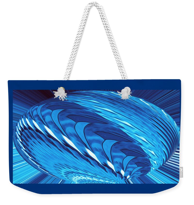 Abstract Art Weekender Tote Bag featuring the digital art Fractal Wheel Blue by Ronald Mills