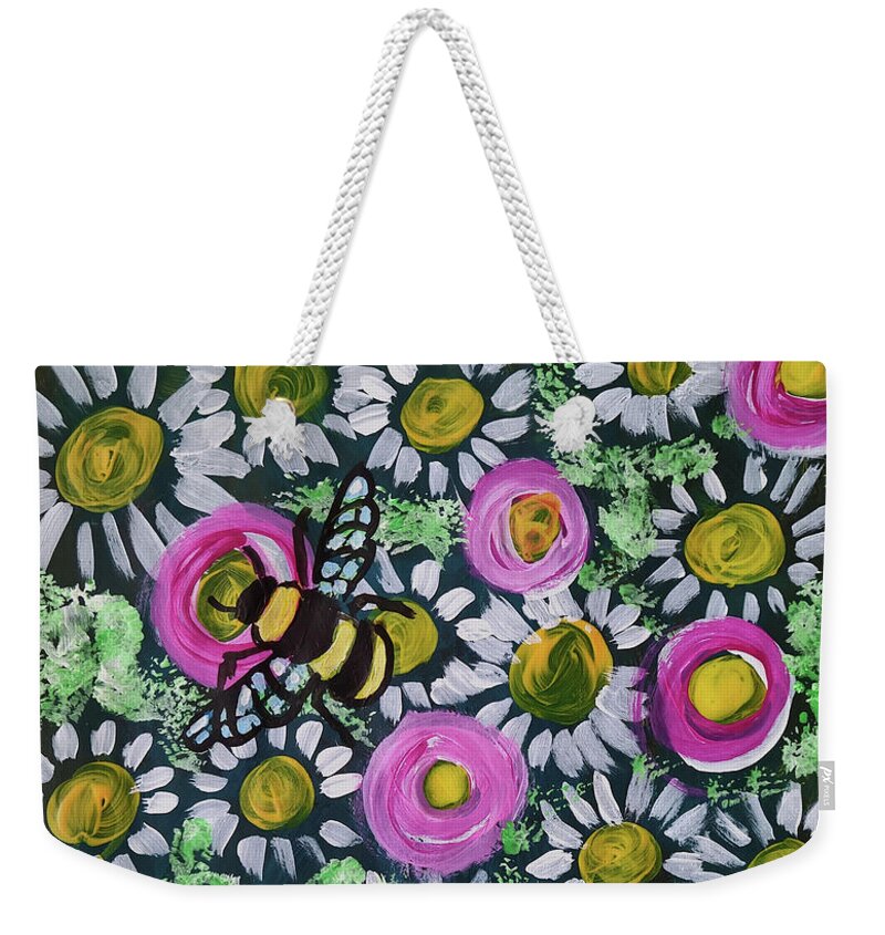 Bumblebee Weekender Tote Bag featuring the mixed media Where is the Bumblebee by Mimulux Patricia No