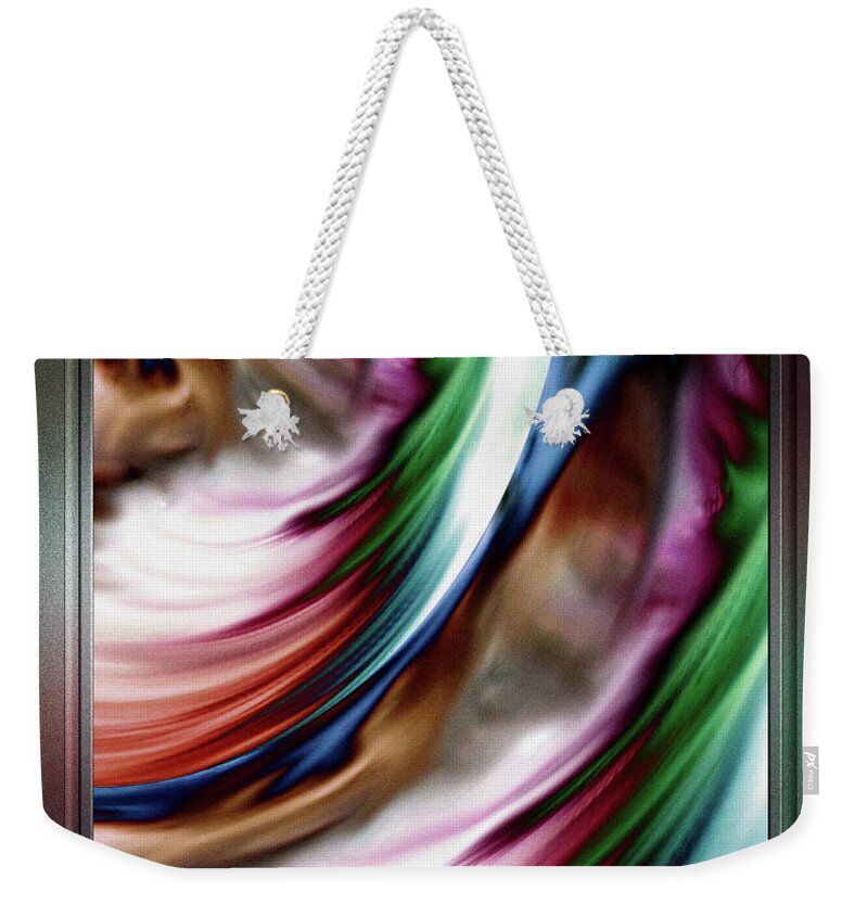 Flow Weekender Tote Bag featuring the digital art Whirlwind Rainbow Golden Snow by Xzendor7 by Xzendor7