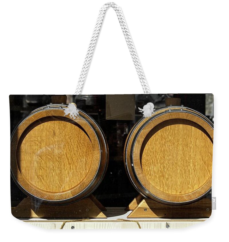 Capitol Weekender Tote Bag featuring the photograph Whiskey Casks, Madison, Wisconsin by Steven Ralser