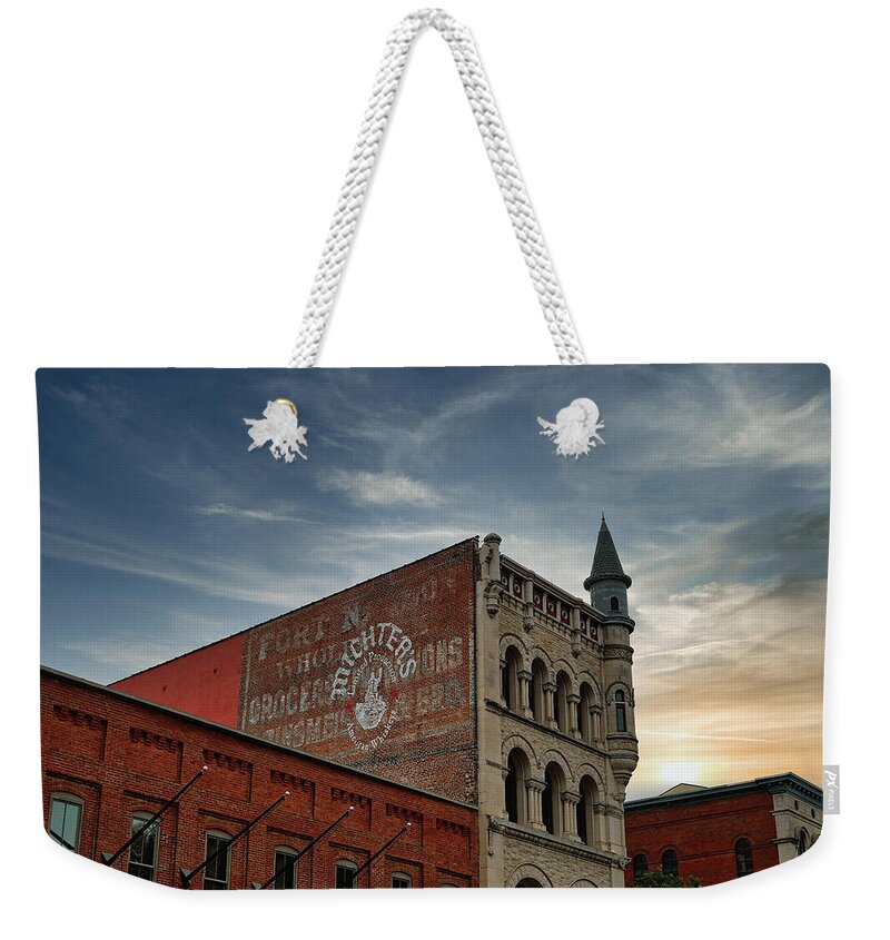 Dramatic Sky Weekender Tote Bag featuring the photograph Whiskey Row by Scott Burd