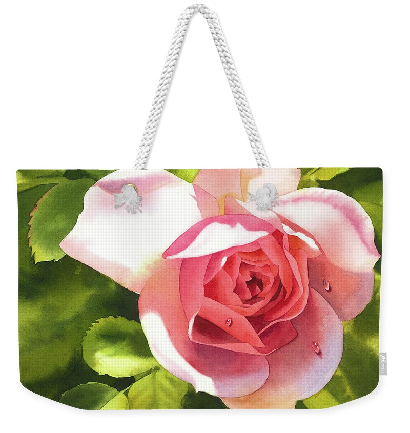 Rose Weekender Tote Bag featuring the painting Whisper of a Rose by Espero Art
