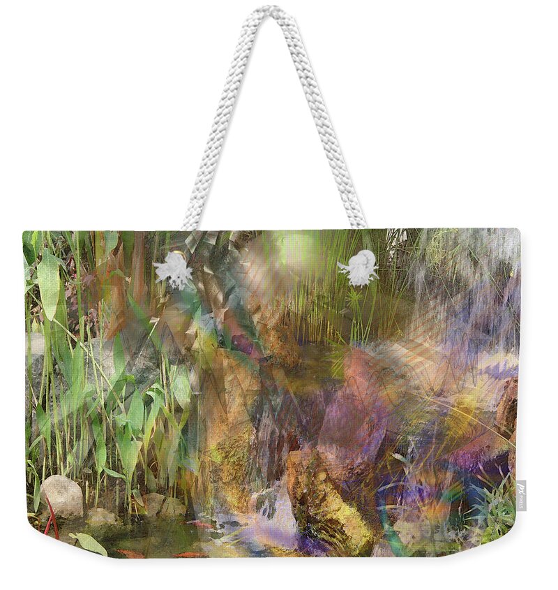 Floral Weekender Tote Bag featuring the digital art Whispering Waters - Square Version by Studio B Prints