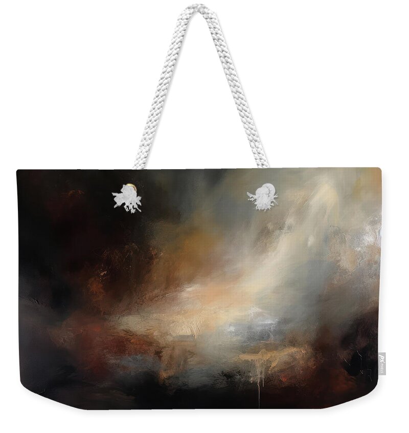 Dreamscapes Weekender Tote Bag featuring the painting Whispers In The Dark 3 Atmospheric Abstract Painting by Jai Johnson