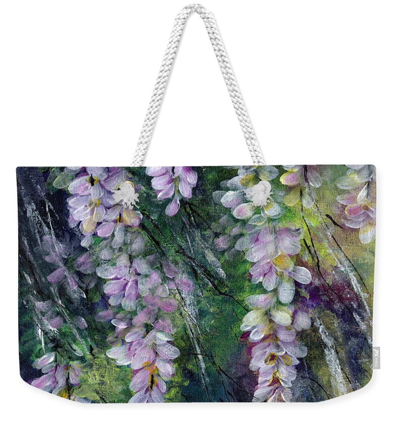 Wisteria Weekender Tote Bag featuring the painting Whispers in the Wind by Charlene Fuhrman-Schulz